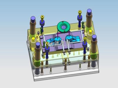 潔具組件A塑料模具設計 一模兩腔、三維圖與工藝卡片